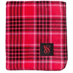 Victoria’s Secret Red Plaid Cozy Fleece Sherpa Throw Blanket